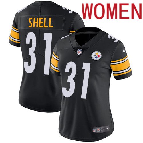 Women Pittsburgh Steelers #31 Donnie Shell Nike Black Vapor Limited NFL Jersey->women nfl jersey->Women Jersey